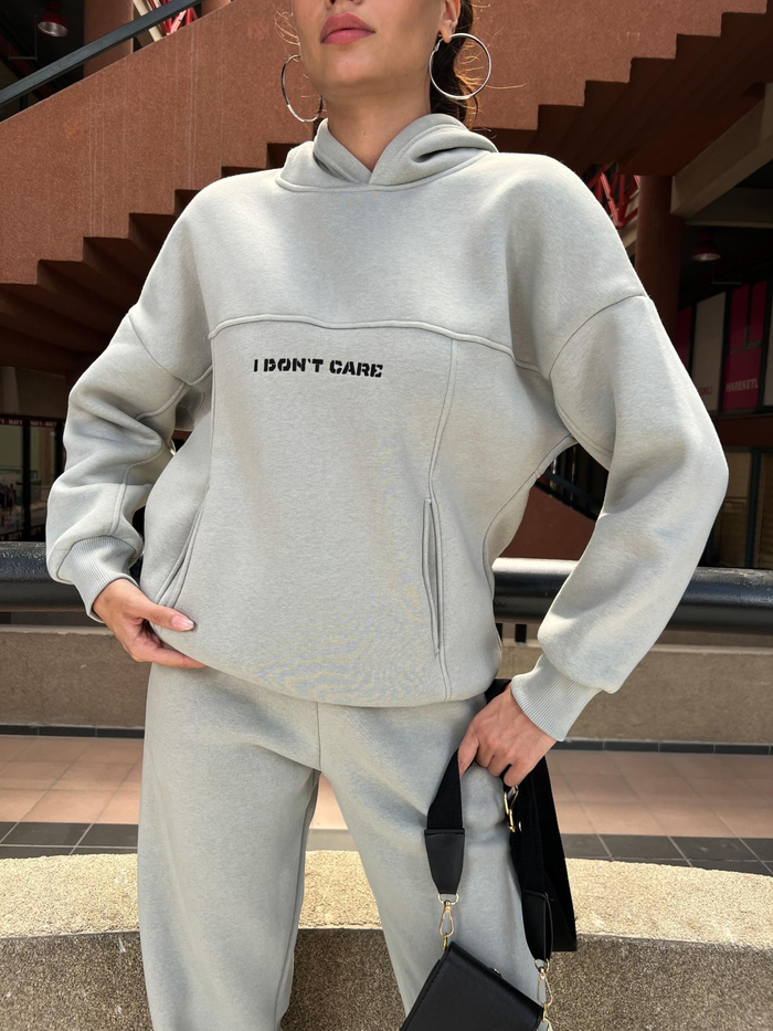 Gri Hoodie Eşofman Takım