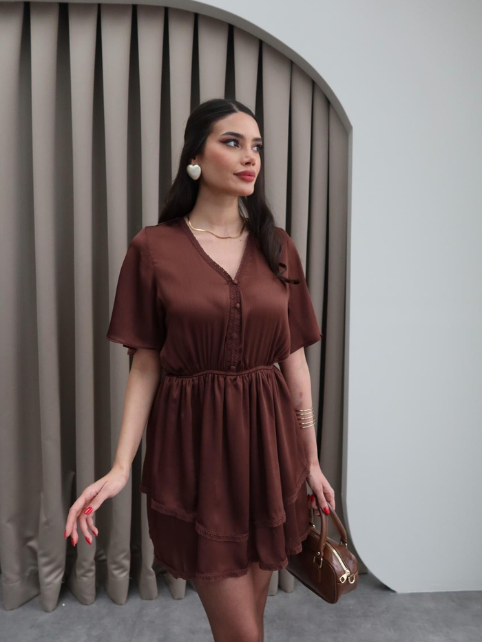 Güpür Detaylı Şifon Elbise