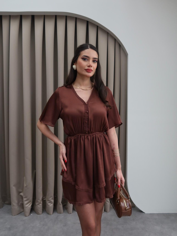 Güpür Detaylı Şifon Elbise