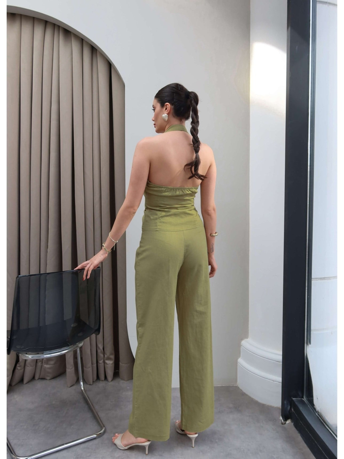 Halter Yaka Gold Aksesuarlı İkili Takım