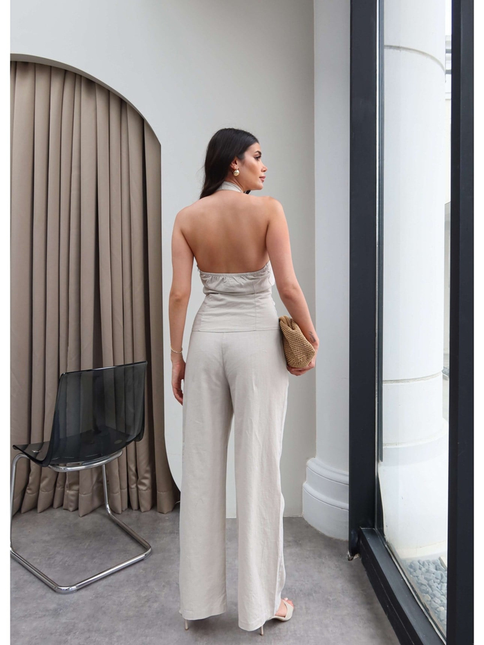 Halter Yaka Gold Aksesuarlı İkili Takım