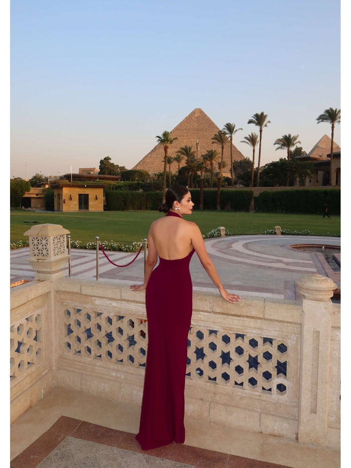 Halter Yaka Organze Çiçekli Elbise E.H Collection