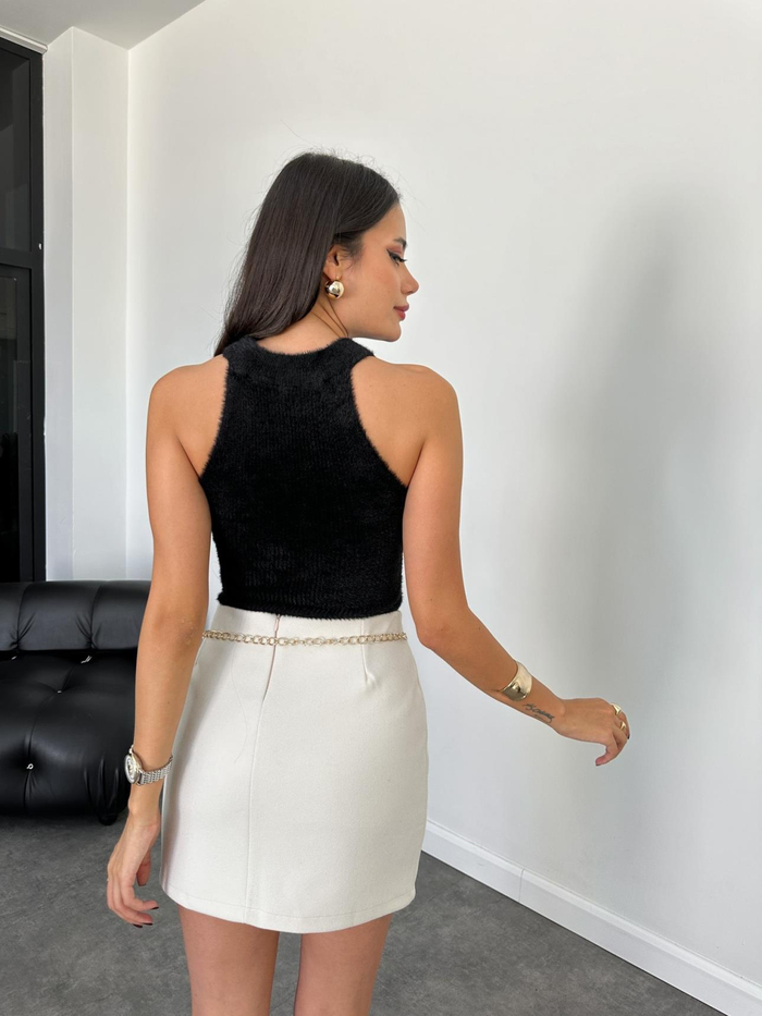 Halter Yaka Peluş Bluz