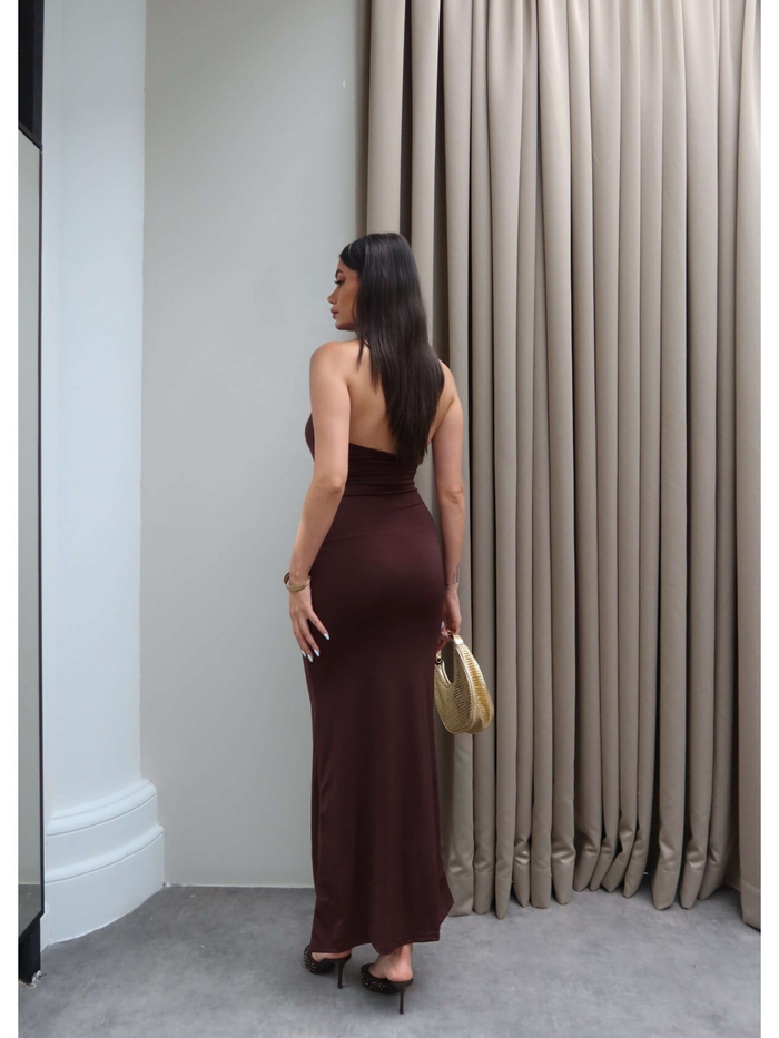 Halter Yaka Toka Detay Elbise