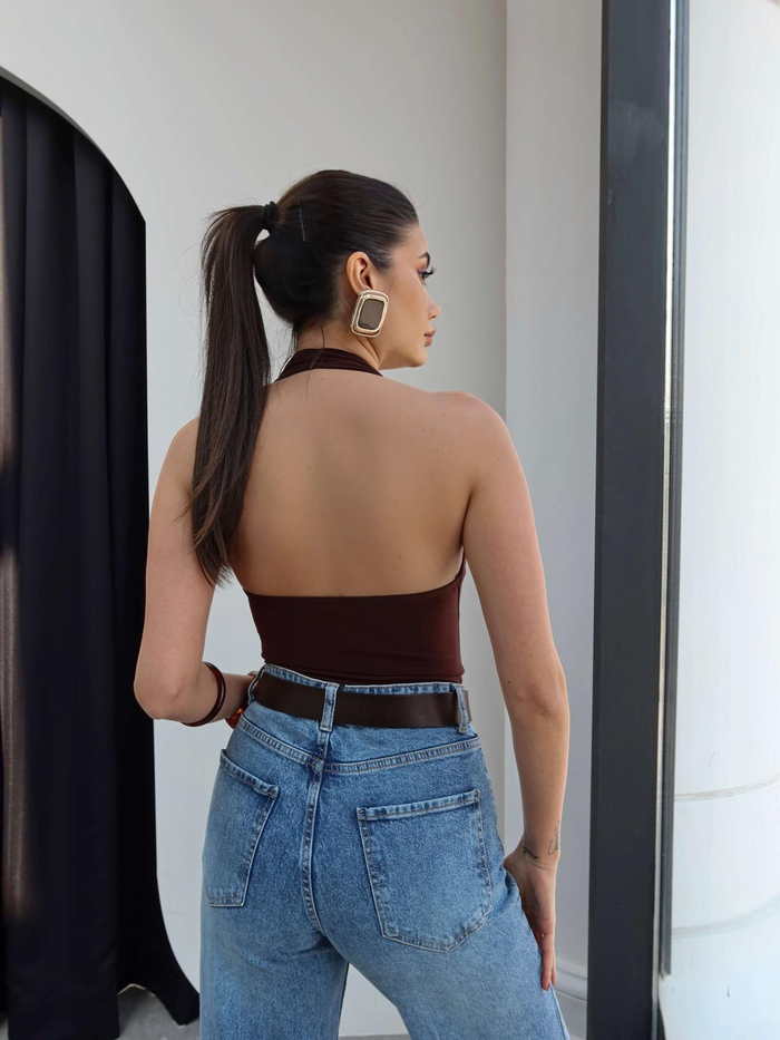 Halter Yaka Tokalı Bluz