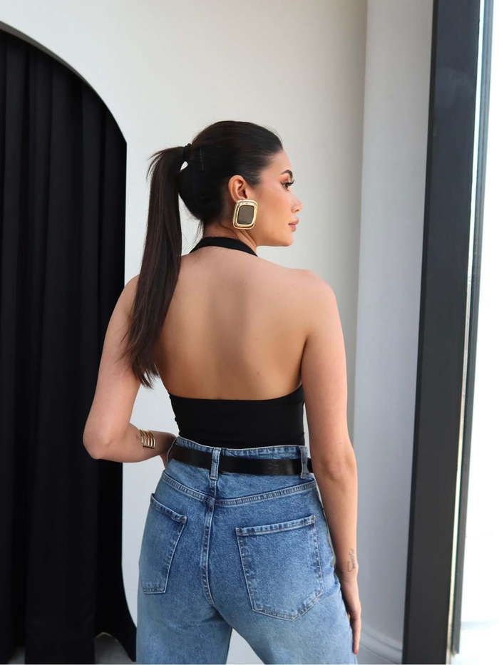 Halter Yaka Tokalı Bluz