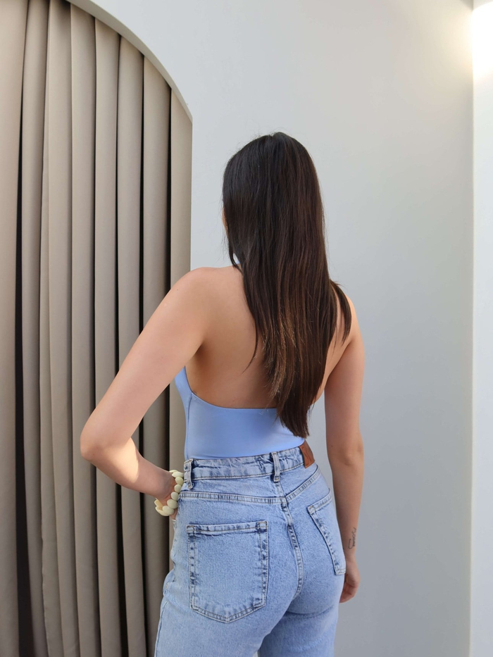 Halter Yaka Tokalı Bluz