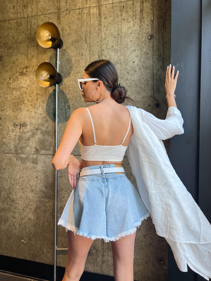 Ice Blue Kısa Püsküllü Şort