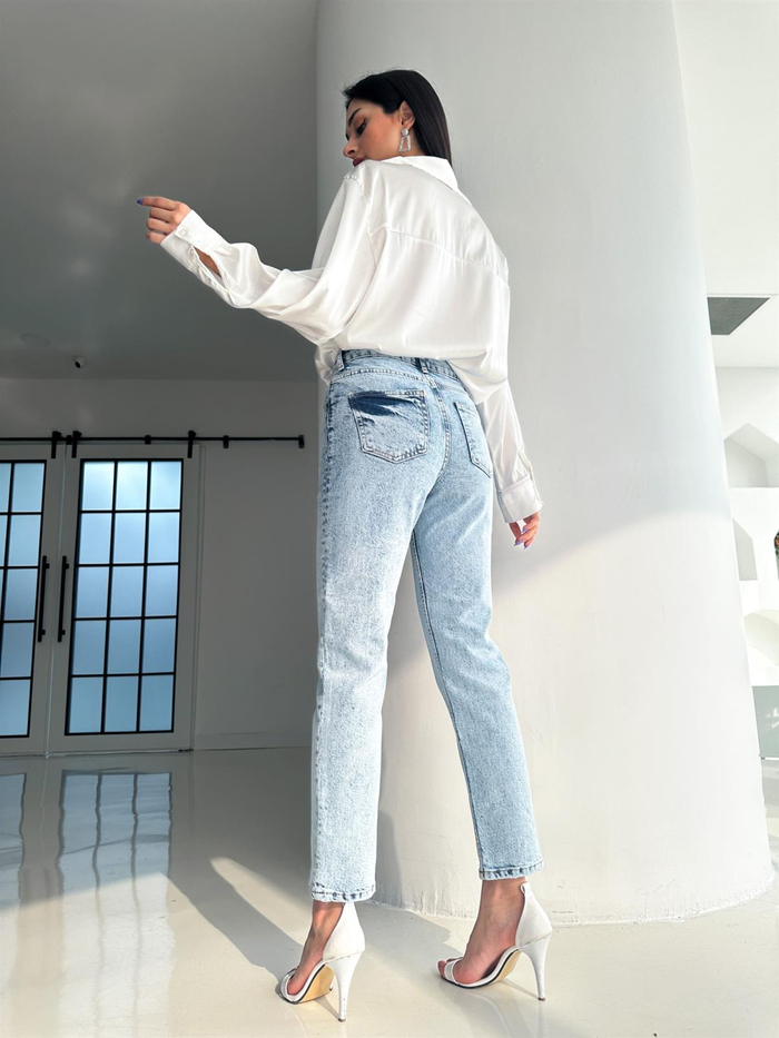 Ice Blue Premium Mom Jean
