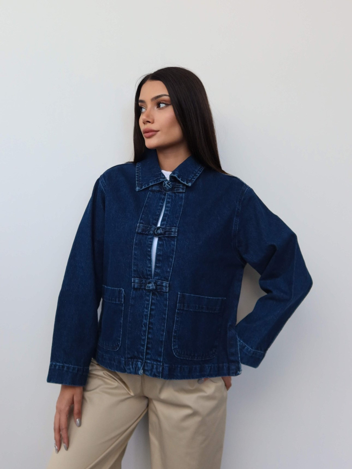 İlmek Düğmeli Denim Ceket