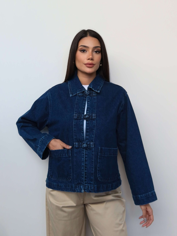 İlmek Düğmeli Denim Ceket
