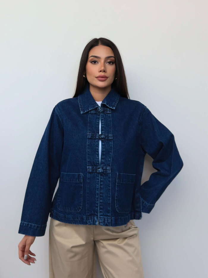 İlmek Düğmeli Denim Ceket