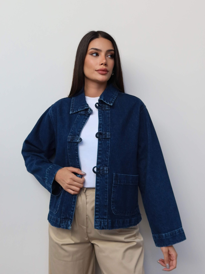 İlmek Düğmeli Denim Ceket