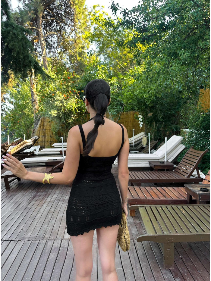 İnce Askılı V Yaka Triko Elbise
