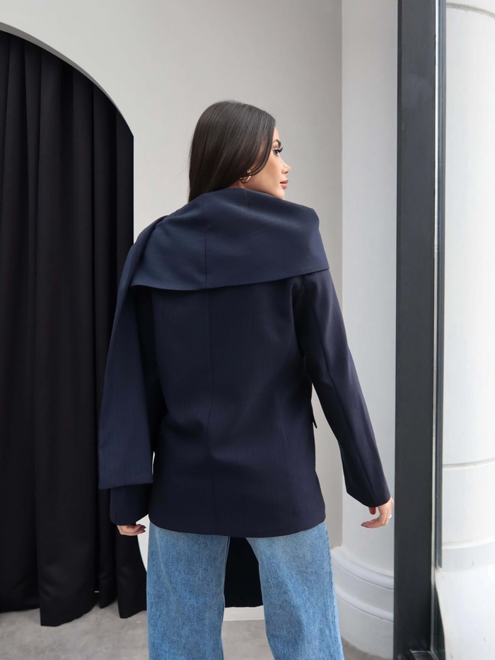 İnce Çizgili Şal Blazer Ceket