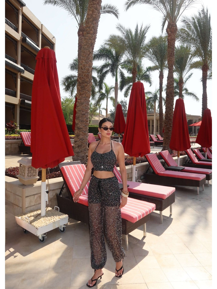 Işıltılı Halter Crop Takım EH Collection