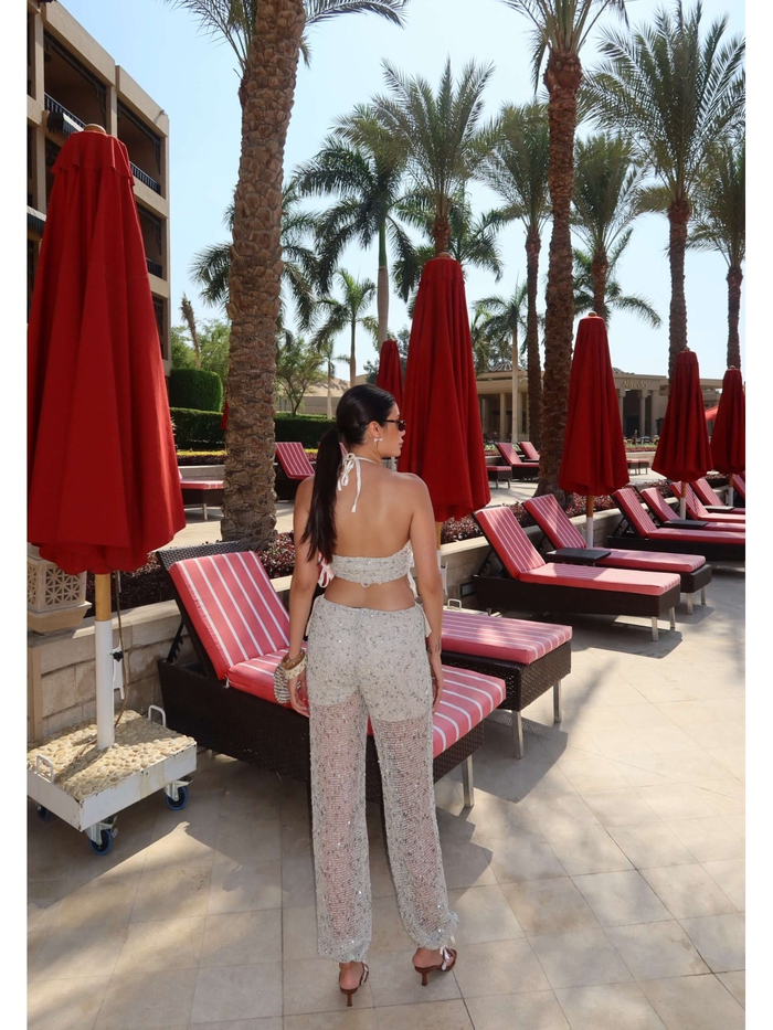 Işıltılı Halter Crop Takım EH Collection