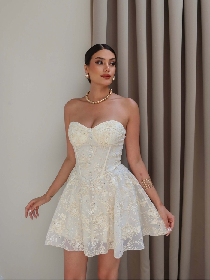 Işıltılı Straplez Mini Elbise