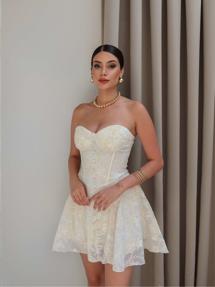 Işıltılı Straplez Mini Elbise