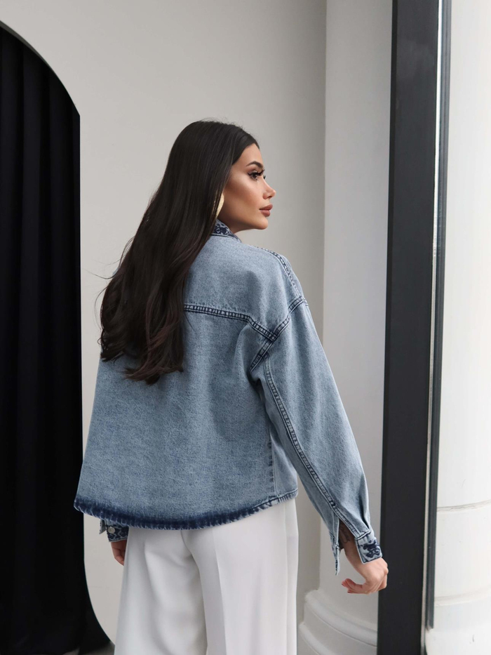 İşlemeli Denim Ceket
