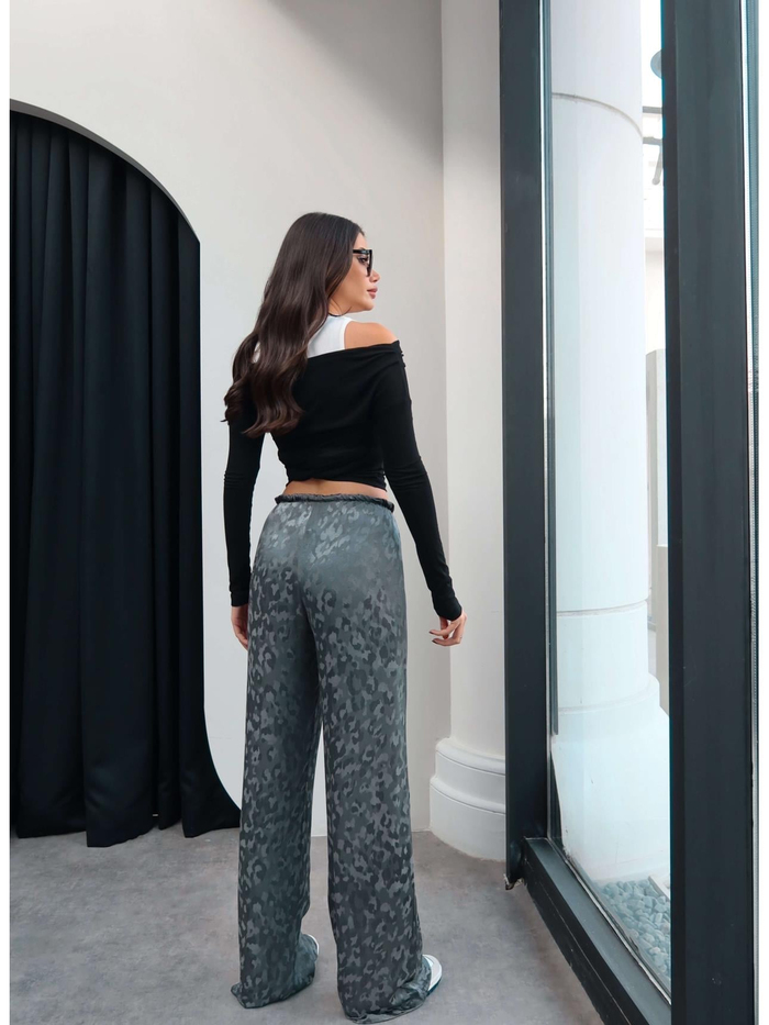Jakarlı Saten Pantolon