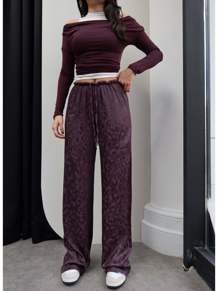 Jakarlı Saten Pantolon