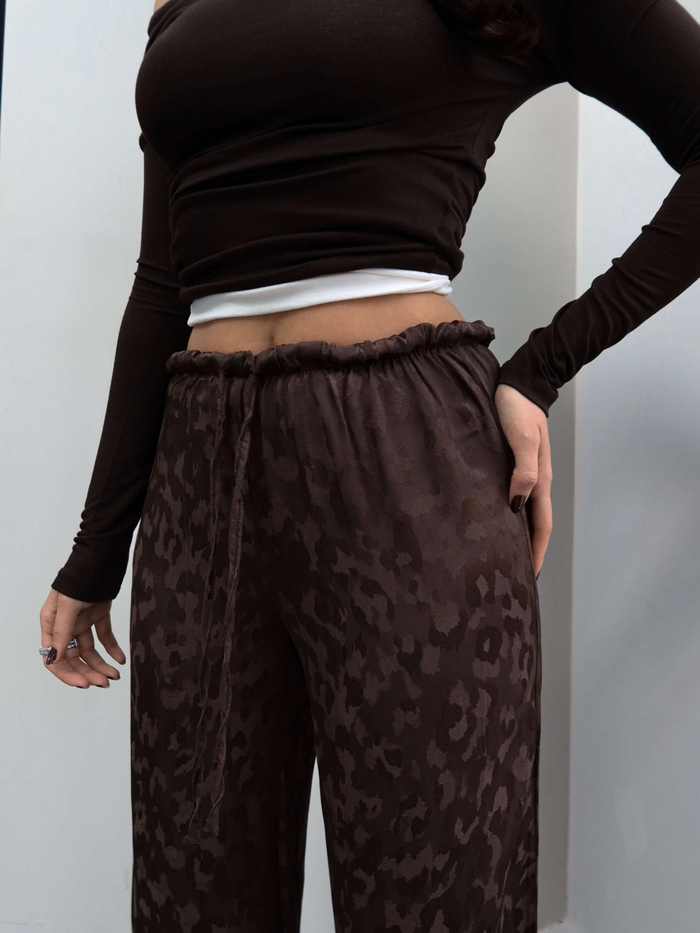 Jakarlı Saten Pantolon