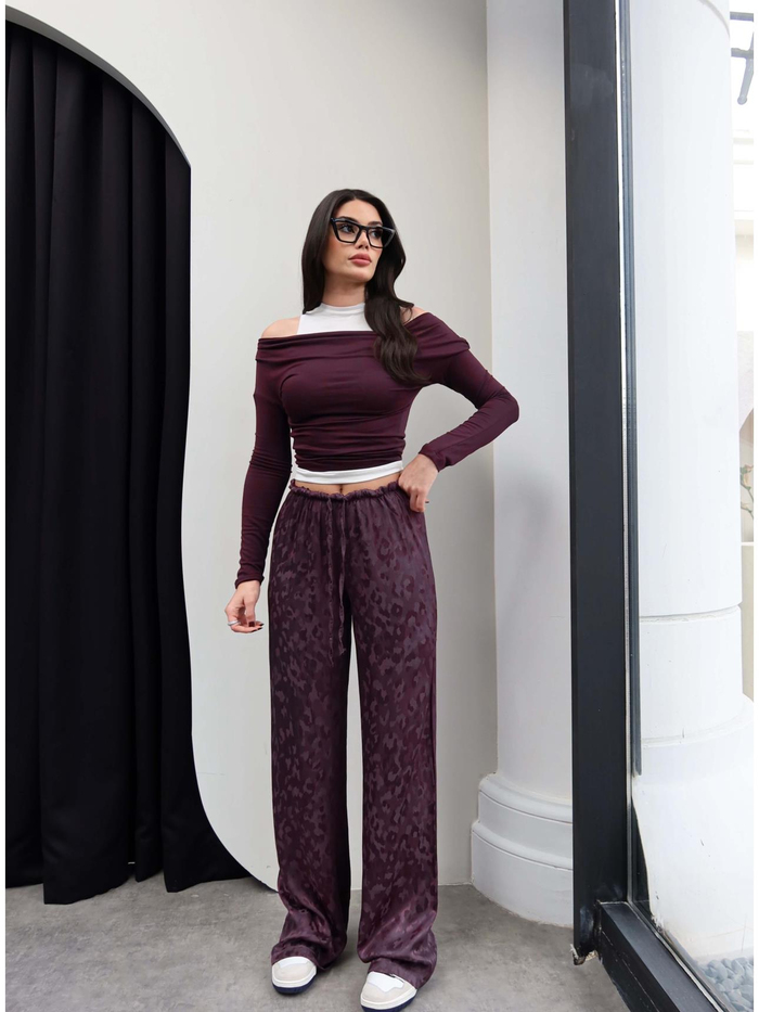 Jakarlı Saten Pantolon