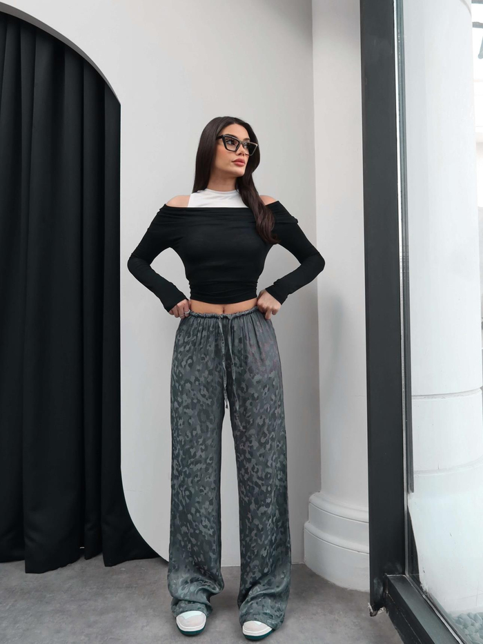 Jakarlı Saten Pantolon