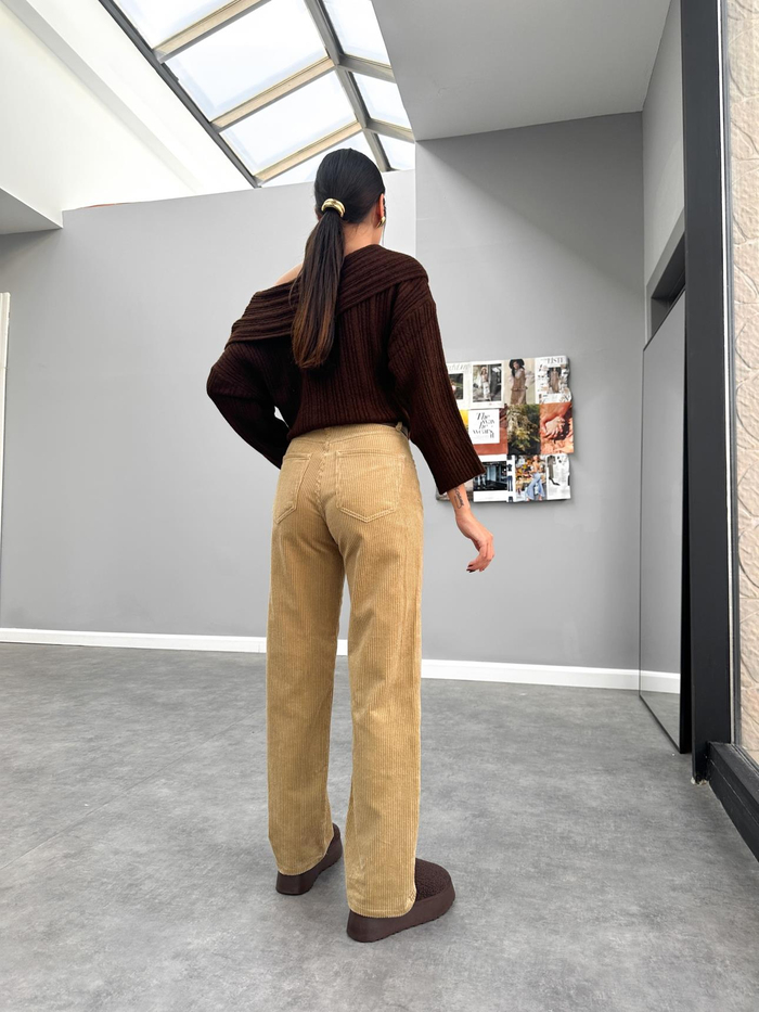 Kadife Fitilli Straight Pantolon