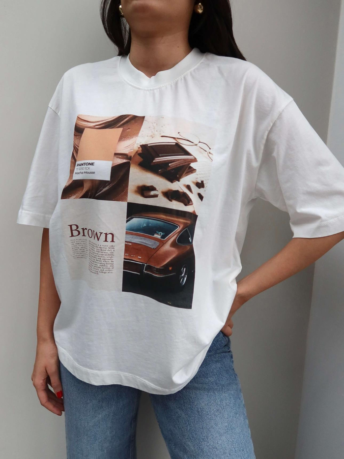 Kahve Baskılı Tshirt