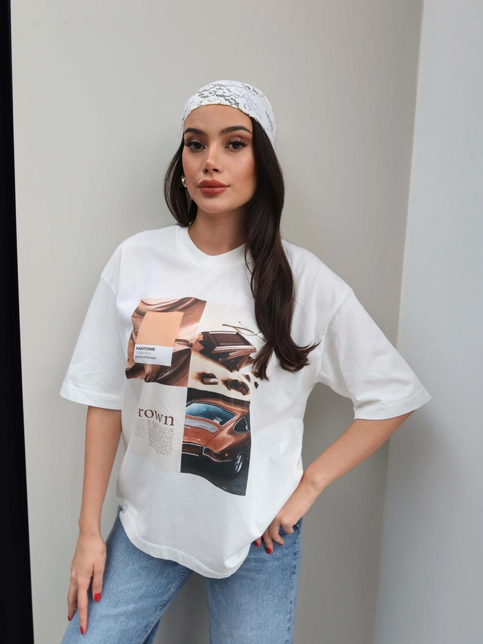 Kahve Baskılı Tshirt