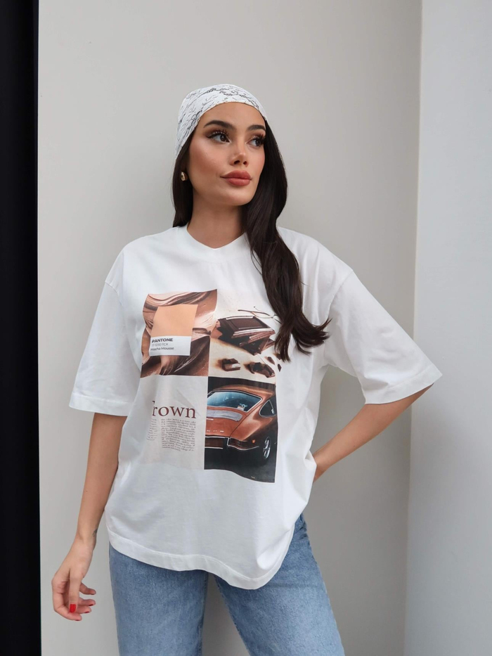 Kahve Baskılı Tshirt