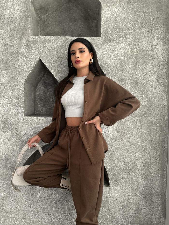 Kahve Chıc Oversize Takım