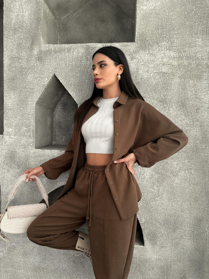 Kahve Chıc Oversize Takım