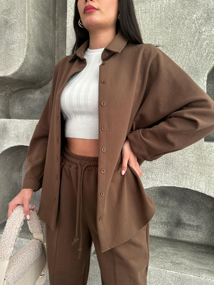 Kahve Chıc Oversize Takım