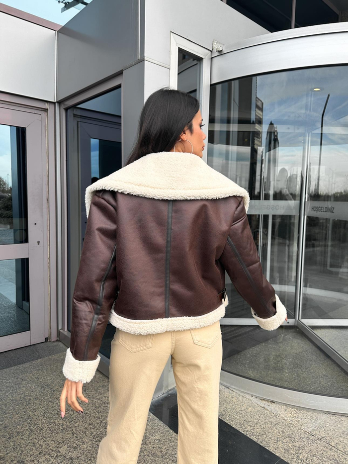 Kahve Faux Fur Suet Mont