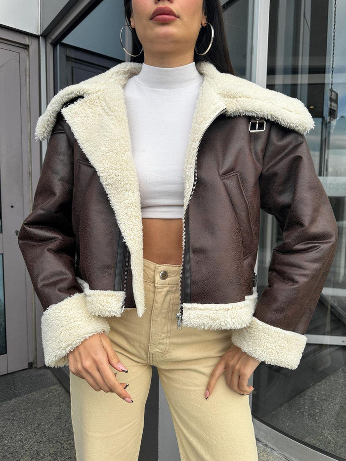 Kahve Faux Fur Suet Mont