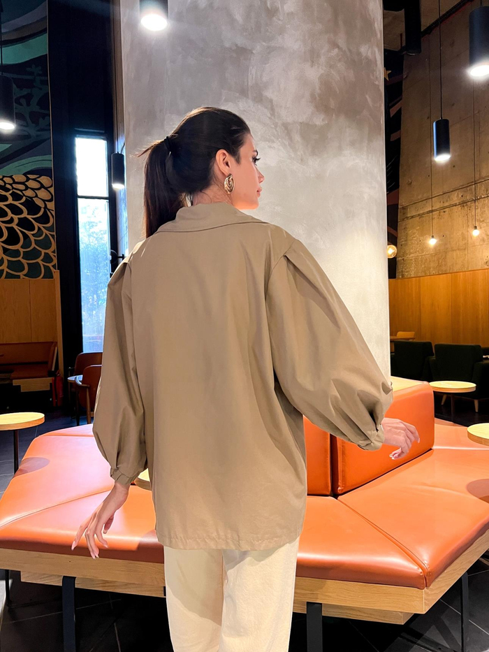 Kahve Oversize Kısa Trench