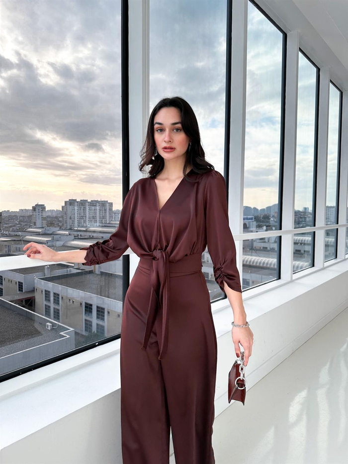 Kahve Saten İkili Takım