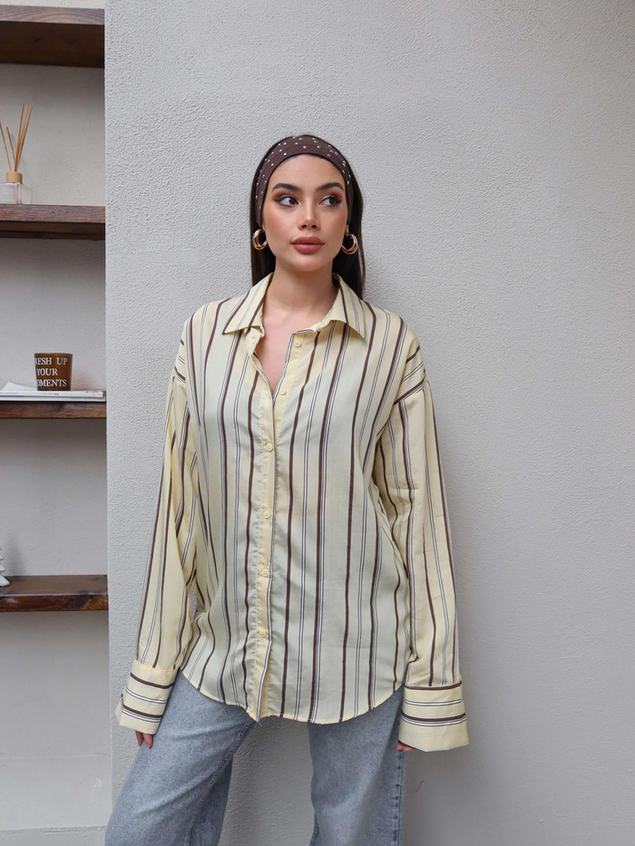 Kalın Çizgili Oversize Gömlek
