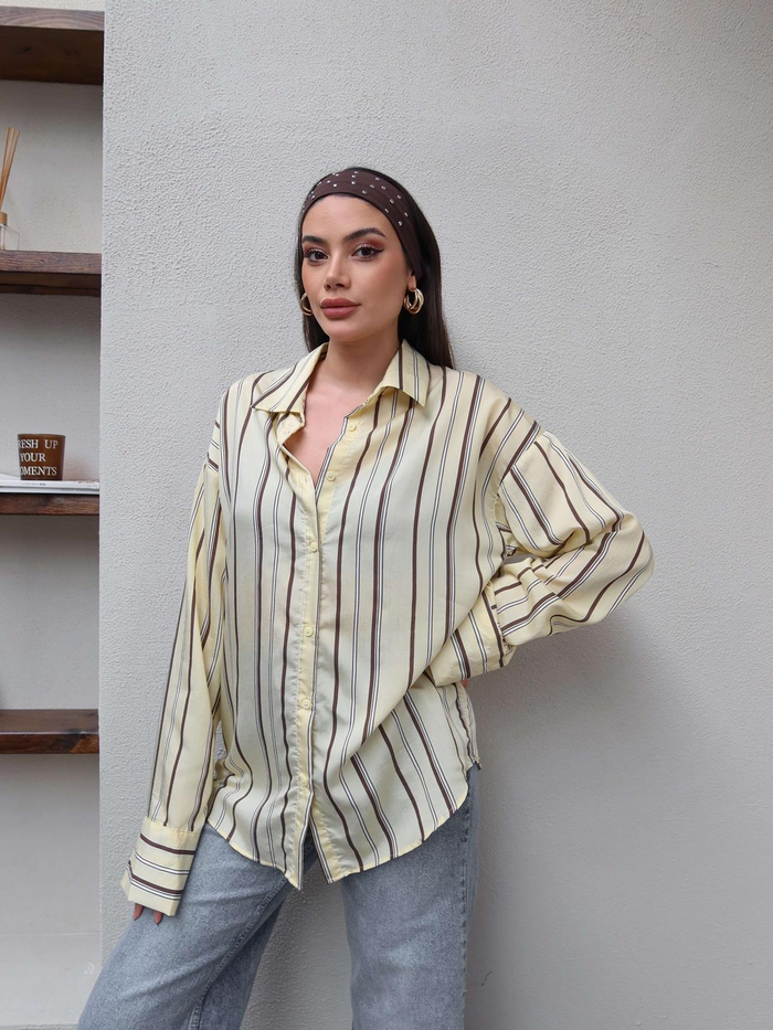 Kalın Çizgili Oversize Gömlek