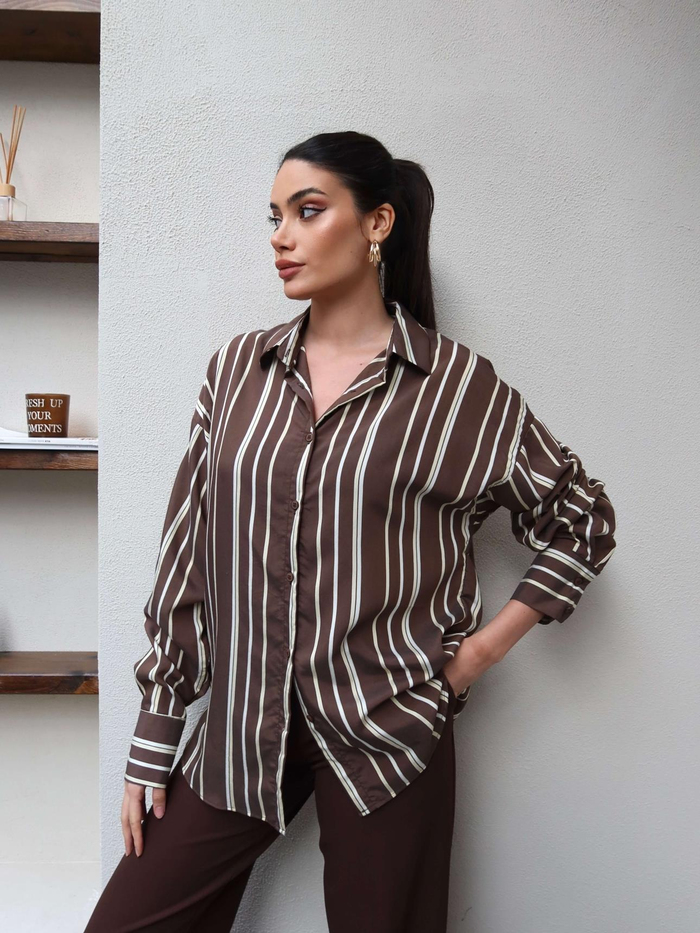 Kalın Çizgili Oversize Gömlek