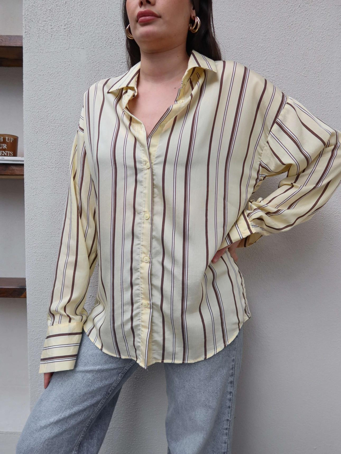 Kalın Çizgili Oversize Gömlek