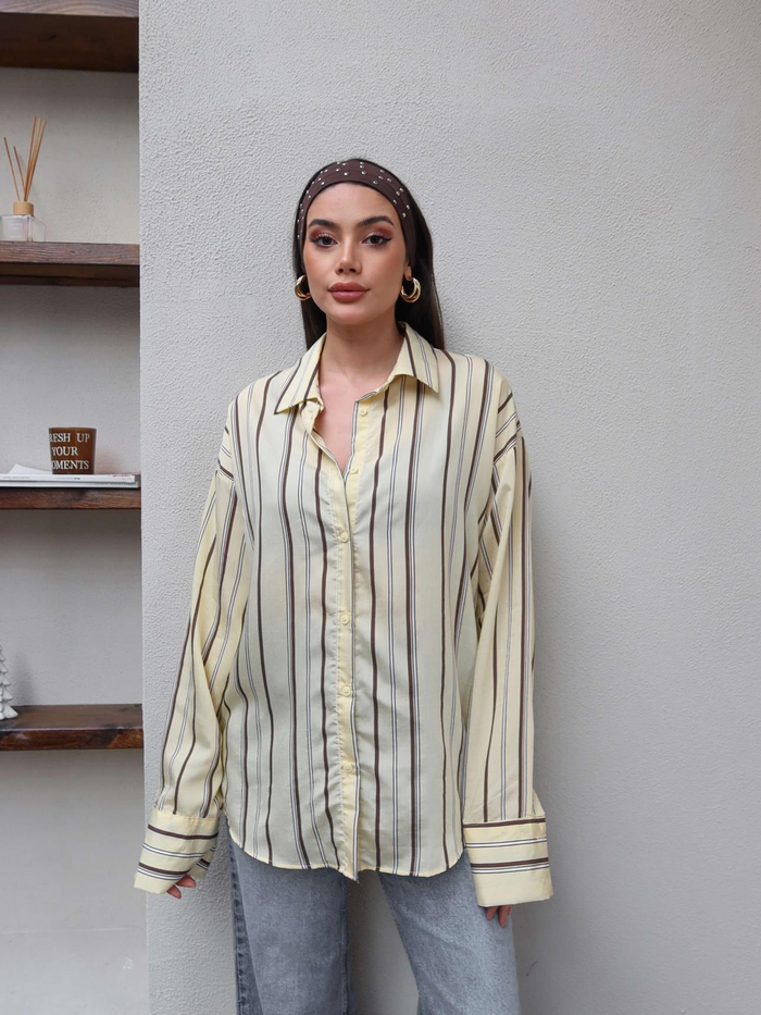 Kalın Çizgili Oversize Gömlek