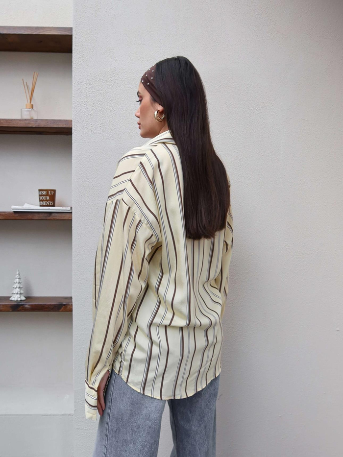 Kalın Çizgili Oversize Gömlek