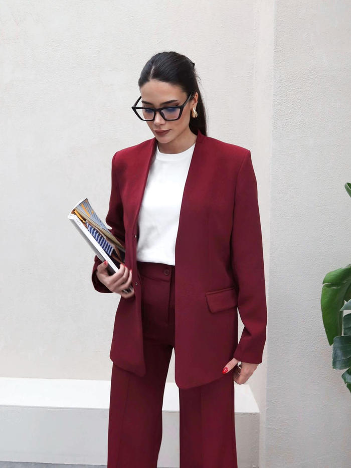 Kancalı Blazer Ceket  Pantolon Takımı