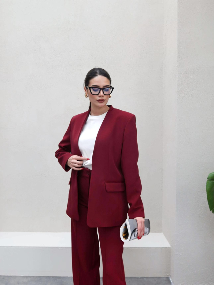 Kancalı Blazer Ceket  Pantolon Takımı