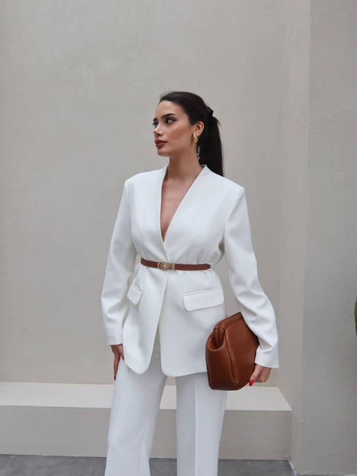 Kancalı Blazer Ceket  Pantolon Takımı