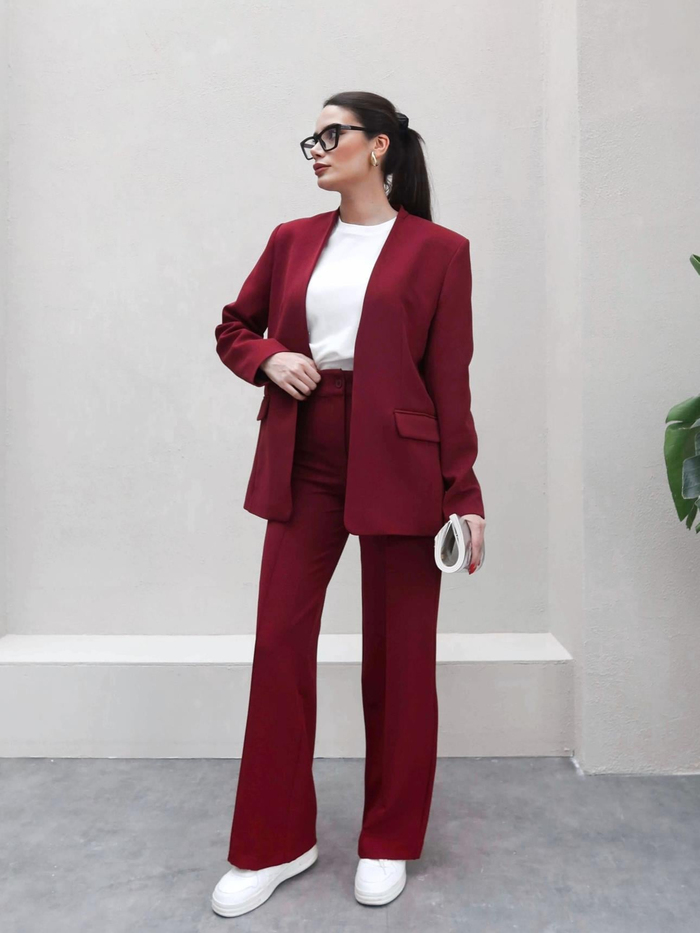 Kancalı Blazer Ceket  Pantolon Takımı
